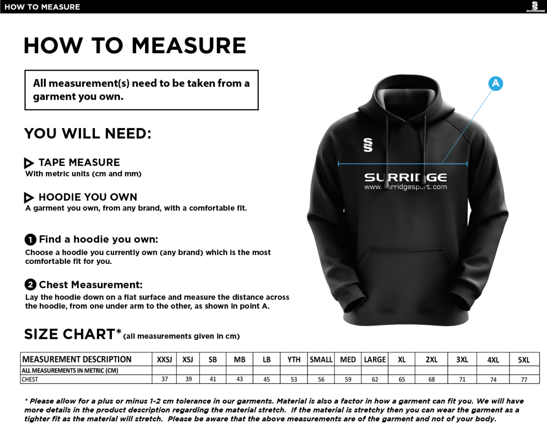 Crosby CC Blade Hoody Black/White - Size Guide