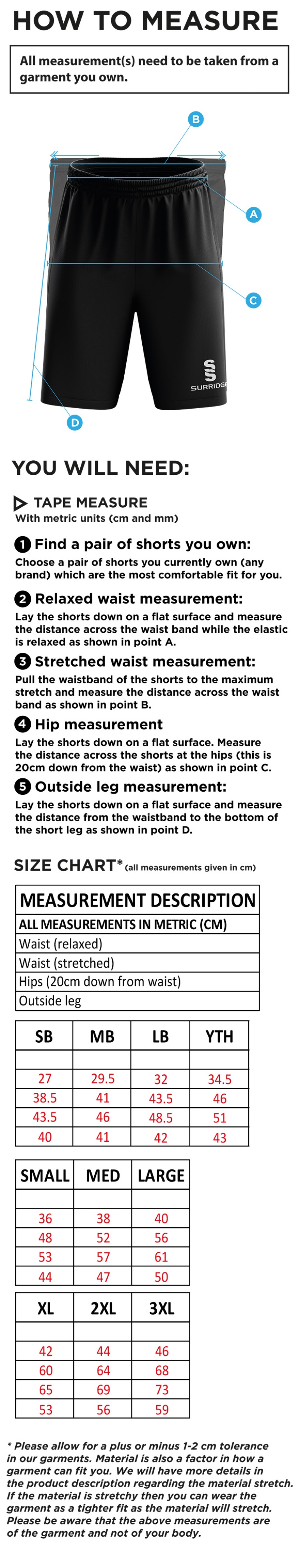 Crosby CC Blade Shorts Black - Size Guide