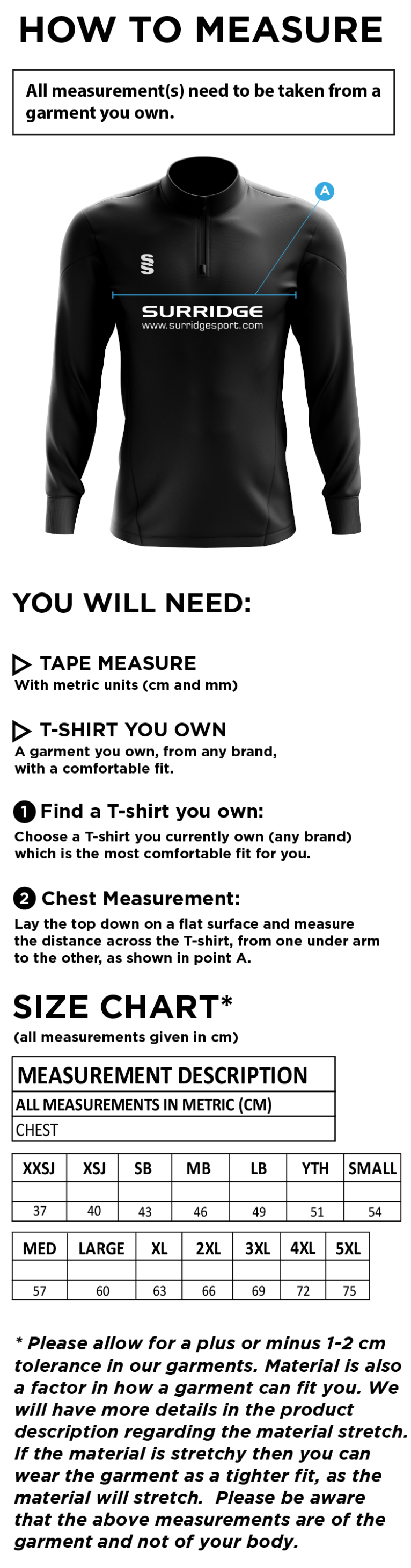 Crosby CC Blade Performance Top Black/White - Size Guide