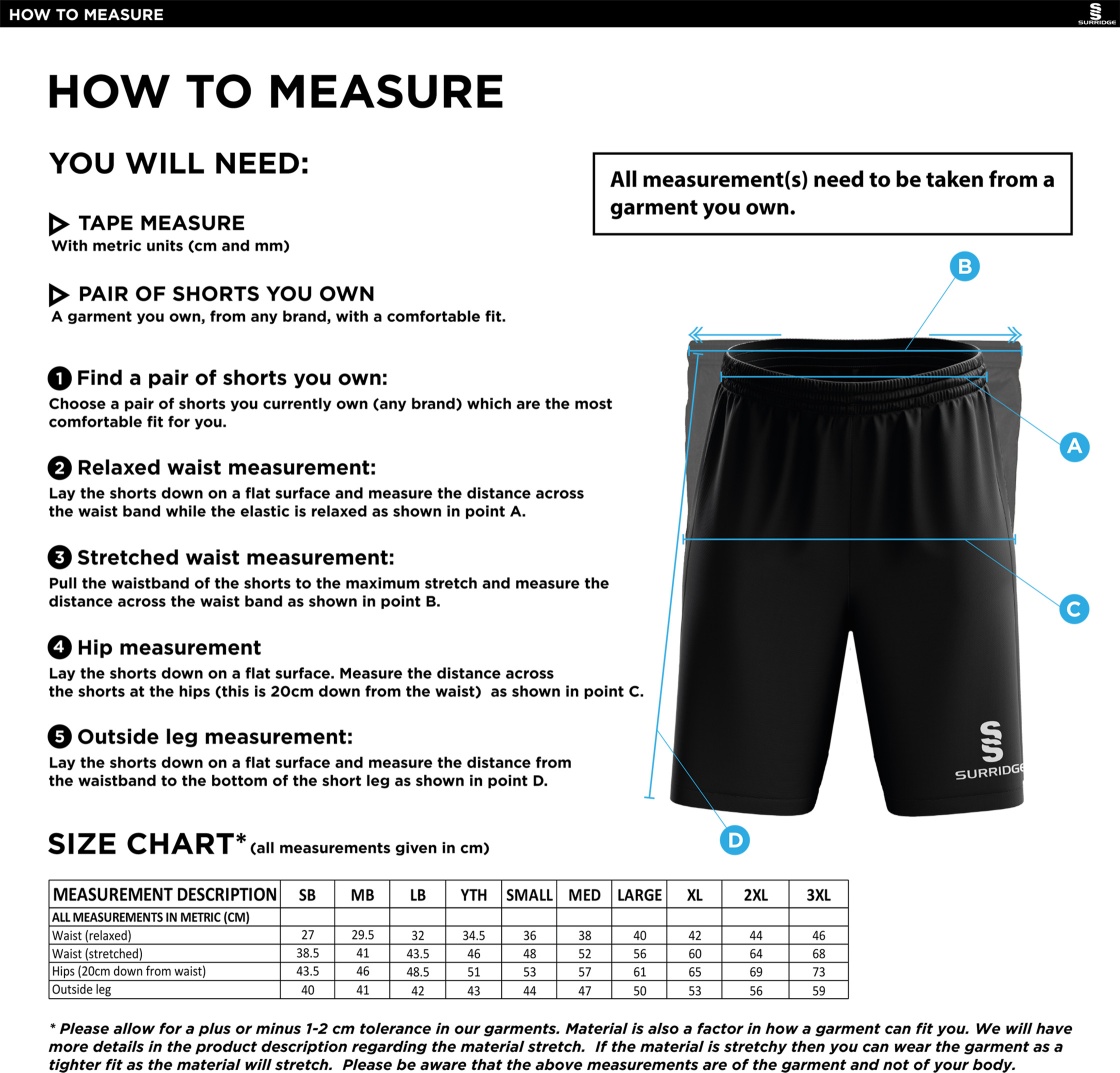 Crosby CC Blade Shorts Black - Size Guide
