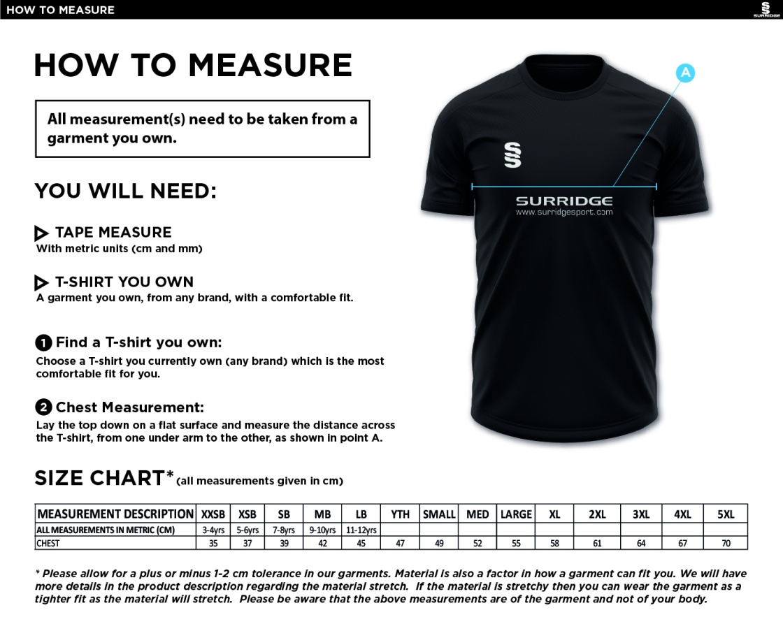 Crosby CC Blade T-shirt Black/White - Size Guide
