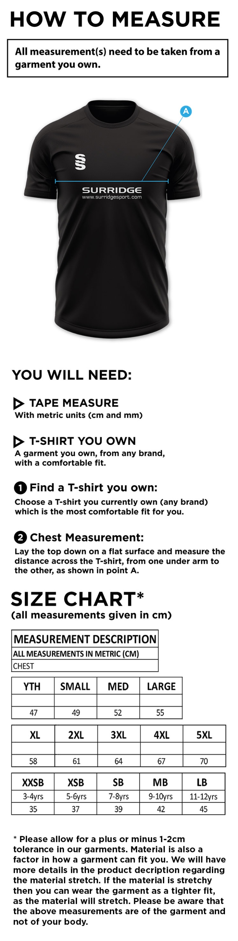 Crosby CC Blade T-shirt Black/White - Size Guide